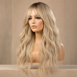 SILKORA 24 inch wavy full-head wig in Champagne Blonde, packshot front view on mannequin
