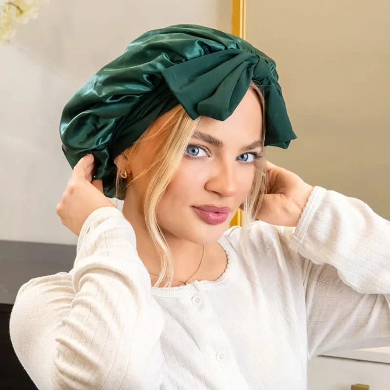 Silkora™ Crown Tie-Bow Bonnet 22-Momme Grade 6A Mulberry Silk