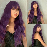 SILKORA 24 inch wavy full-head wig in Amethyst Violet, multi-angle collage on model