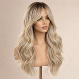 SILKORA 24 inch wavy full-head wig in Champagne Blonde, three-quarter view on mannequin