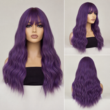 SILKORA 24 inch wavy full-head wig in Amethyst Violet, multi-angle collage on mannequin
